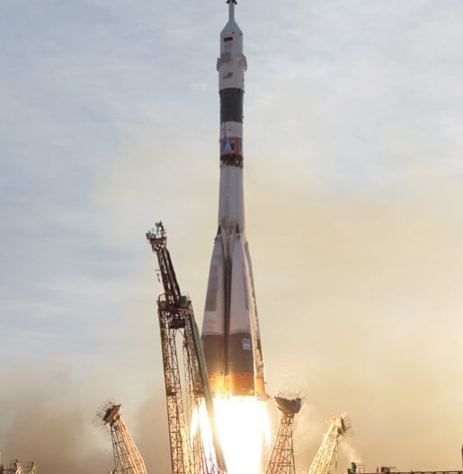 A launching space shuttle